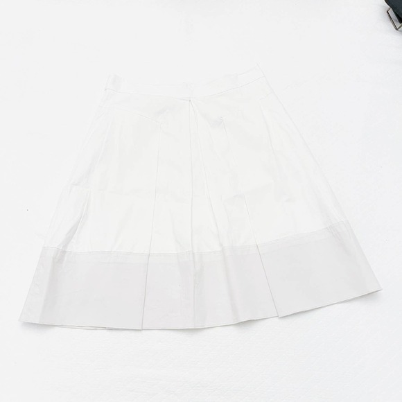 Rebecca Taylor Pleated Cream Skirt Contrast Banded Hem SZ6 - Picture 6 of 6